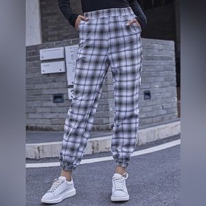 Black & White Plaid Jogger Pants